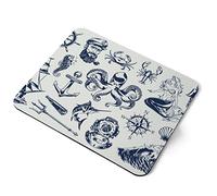 Computer Mouse Mat Pad - Vintage Nautical Pattern Sailing Sea Home Office PC Desk Accessory Flexible Fabric Top Large 5mm Laptop Desktop Printed Art Ergonomic #24391