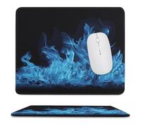 Computer Mouse Pad Blue Flame Stitched Edges Mouse Pads with Non Slip Rubber Base for Computers Laptop PC Office Home 11.8 X 9.8 Inches