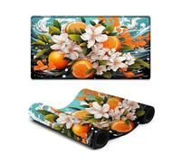 Computer Mouse Pad Colorful Illustration of Orange Flowers Extended Mousepad 40X75cm Table Mat Non-Slip Rubber Base Mousepad for Laptop Computer PC