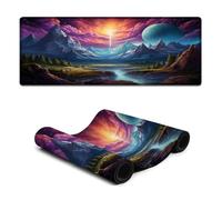 Computer Mouse Pad Colorful Landscape Under The Planet Extra Large Mouse Mat 30x80cm Large Desk Mat for Laptop Home Office Accessories with Stitched Eges