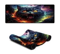 Computer Mouse Pad Colorful Planet Cat Extra Large Mouse Mat 30x80cm Large Desk Mat for Laptop Home Office Accessories with Stitched Eges
