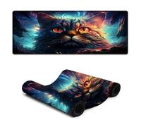 Computer Mouse Pad Colorful Planet Cat Extra Large Mouse Mat 30x80cm Large Desk Mat for Laptop Home Office Accessories with Stitched Eges
