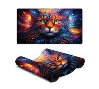Computer Mouse Pad Colorful Planet Cat Mouse Mat 40X75cm Large Desk Mat with Non-Slip Rubber Base for Office & Home Computers Laptop Gaming