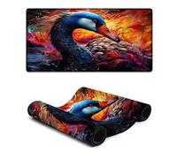 Computer Mouse Pad Colorful Psychedelic Animal Art Swan Long Mouse Pads 30x60cm Desk Mat Soft Smooth Surface And Anti Slip Rubber Base Waterproof