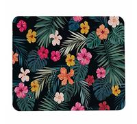 Computer Mouse Pad Tropical Jungle Colorful Flowers Green Leaves,Non-Slip Rubber Base,Rectangle Designs,Mousepad for Home Office Gaming Working Computers Laptop 9.4"x7.9"