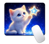 Computer Mouse Pads for Desk, Mouse Pad Small Square Computer Mousepad, 9.5" x 7.9" Portable Non-Slip Rubber Base Design for PC & Wireless Laptop Home Office (Cute Star Cat)