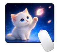 Computer Mouse Pads for Desk, Mouse Pad Small Square Computer Mousepad, 9.5" x 7.9" Portable Non-Slip Rubber Base Design for PC & Wireless Laptop Home Office (Magic Kitten)