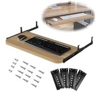 Computer Mouse Sliding Stand, Environmentally Friendly Wooden Tray, Retractable And Space-saving, 5-hole Installation Adjustable, Under-desk Storage