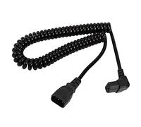 Computer Power Extension Cord YACSEJAO Coiled 18AWG IEC 320 C14 to C13 90 Degrees Computer Heavy Duty PDU Power Extension Cable (Down Angle)