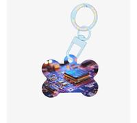 Computer Processor with Magic Light Print Acrylic Dog Bone Ornament,Pet Ornament,Key Chain,Gifts Wrapping,for Pet Lovers