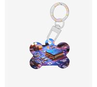 Computer Processor with Magic Light Print Acrylic Dog Bone Ornament,Pet Ornament,Key Chain,Gifts Wrapping,for Pet Lovers