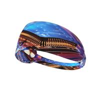 Computer Processor with Magic Light Print Elastic Headband Running Sweatband for Casual Wear Gym Outdoor Activities Headwear