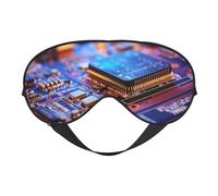 Computer Processor with Magic Light Print Sleep Eye Mask Block Out Light,Fashion Blindfold for Women Men Plane Travel Nap