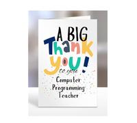 Computer Programming Teacher card, Thank You, Thanks, Thankyou, Miss you Goodbye, Farewell, Gifts for men, women, presents for Christmas, female, male, A5-150_40