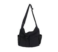 Computer Purse Canvas Messenger Bag Large Shoulder Crossbody Bag With Multiple Pockets Canvas Shoulder Tote Bag For Teen Girls Women Travel Messenger Bag (Black, One Size)