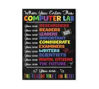 Computer Rules Poster Guide When You Enter Class Expectations Digital Citizenship Keyboard Shortcuts For STEM Teacher Decor(Framed,16x24inch(40x60cm))