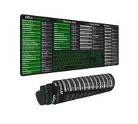 Computer Shortcut Keys Shortcuts Office Power Point Excel Word Green Gaming Keyboard Mouse Pad Mousepad Desk Mat Huge Extended XL Stitched Edge Rubber Sole for Home Office(31.5"X 11.8")