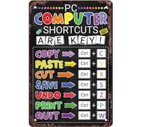 Computer Shortcuts Metal Signs Classroom Poster Decor Fundatals Study Guide School Home Living Room Club Child Art Tin Sign 8x5.5 Inch - Home Decor