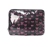 Computer Sleeve Bag Cover with Polyester Lining Cute Kawaii Pink Bow Laptop Sleeves with Small Roses&Bows Fits Most Standard Laptops for Women Girls