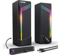 Computer Speakers, 2 in 1 PC Speaker , Gaming Speakers for PC Computer Laptop Desktop Monitor, RGB Speakers with Touch Sensitive Lighting, USB Powered 3.5mm Aux（Package Only Two Speaker, No Soundbar）