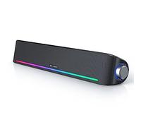 Computer Speakers, Hi-Fi Sound Quality Computer Sound Bar, Bluetooth 5.0 & 3.5mm Wired PC Speakers with 4 Dynamic Lighting Modes, USB Powered Speakers for PC, Desktop, Laptops, Phones, Monitors, Xbox