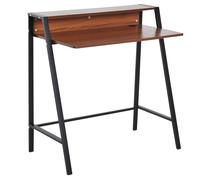 HOMCOM 2-Tier Writing Desk, Computer Table with Storage Shelf and Slimline Frame, PC Laptop Desk, Gaming Workstation, Walnut Aosom UK