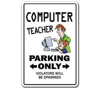 Computer Teacher Parking Laptop Programmer It Tech Lab Metal Sign Funny Tin Sign 8X12 Inch