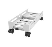 Computer Tower Stand Mobile PC Tower Stand, Adjustable Width CPU Stand Steel Desktop CPU Holder, Heavy-Duty PC Case Stand with Rolling Caster Wheels Rolling Desk (White L)
