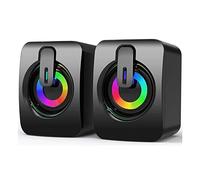 Computer USB Portable With RGB Lights 3.5mm Stereo Sound Desk For PC Tablet Desktop