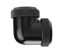 Computer Water Cooling Fittings, 14mm OD DIY 90 Degree Elbow Dual Hard Pipe Tube Connector for PC, Plated Brass Fitting, Excellent Heat Dissipation, with Silicone (Black)