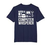 Computer Whisperer IT Tech Support Nerds G omputer T-Shirt, Men's Big and Tall, Navy Blue, 3X Tall