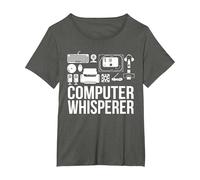 Computer Whisperer IT Tech Support Nerds Geek Computer T-Shirt, Women's Plus, Asphalt Grey, 4X
