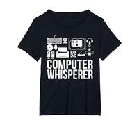 Computer Whisperer IT Tech Support Nerds Geek Computer T-Shirt, Women's Plus, Black, 4X