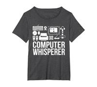 Computer Whisperer IT Tech Support Nerds G omputer T-Shirt, Women's Plus, Dark Heather Grey, 3X