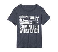 Computer Whisperer IT Tech Support Nerds Geek Computer T-Shirt, Women's Plus, Heather Blue, 4X