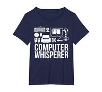 Computer Whisperer IT Tech Support Nerds Geek Computer T-Shirt, Women's Plus, Navy Blue, 4X