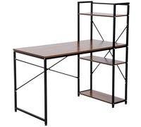 Zennor Zimr Metal Frame Workstation with 4-tier Bookshelf - Walnut/Black, Brown