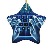 computers and internet Christmas Ornaments Star Ornaments for Christmas Tree Hanging Ceramic Christmas Tree Decorations for Home Indoor Outdoor Decor