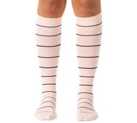 Comrad Nylon Knee High Socks - 15-20mmHg Graduated Compression Socks - Soft & Breathable Support Unisex Socks, Rose/Navy Stripe, Medium