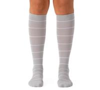 Comrad Nylon Knee High Socks - 15-20mmHg Graduated Compression Socks - Soft & Breathable Support Unisex Socks, Heather/White Stripe, Medium