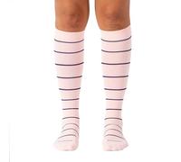 Comrad Nylon Knee High Socks - 15-20mmHg Graduated Compression Socks - Soft & Breathable Support Unisex Socks, Rose/Navy Stripe, Large
