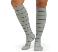 Comrad Nylon Knee High Socks - 15-20mmHg Graduated Compression Socks - Soft & Breathable Support Unisex Socks, Gray/Charcoal Stripe, M