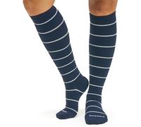 COMRAD | Premium and Stylish Compression Socks for Multipurpose Wear, Navy/Sand Stripe, L