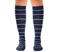 COMRAD | Premium and Stylish Compression Socks for Multipurpose Wear, Navy/Sand Stripe, L