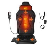 comrelax Back Massager with Heat, Massage Chair Pad for Recliner with 2 Heating Levels & 6 Vibration, Seat Cushion for Seniors, Office Workers & Family, Fatigue & Pain Relief in Office, Home & Travel