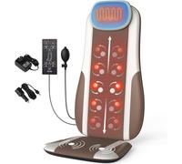 comrelax Shiatsu Back Massager with Heat, Massage Chair Cushion for Stress Relief, Kneading Deep Tissue and Roller, 2 Vibration Motors, Back and Hip Massager, Leather