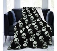 COMRTL Flannel Fleece Throw Blanket Bed Blanket black skull Micro Fleece Blanket Warm Soft Lightweight Cozy Microfiber Blanket Throw for Bed Couch Sofa All Seasons