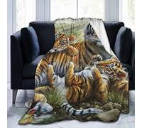 COMRTL Flannel Fleece Throw Blanket Bed Blanket Jungle Tigers Cub Micro Fleece Blanket Warm Soft Lightweight Cozy Microfiber Blanket Throw for Bed Couch Sofa All Seasons