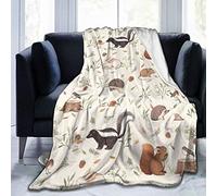 COMRTL Flannel Fleece Throw Blanket Bed Blanket Nature Lovely Hedgehog Squirrel Birds Micro Fleece Blanket Warm Soft Lightweight Cozy Microfiber Blanket Throw for Bed Couch Sofa All Seasons