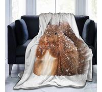 COMRTL Flannel Fleece Throw Blanket Bed Blanket Squirrel Falling Snow Micro Fleece Blanket Warm Soft Lightweight Cozy Microfiber Blanket Throw for Bed Couch Sofa All Seasons